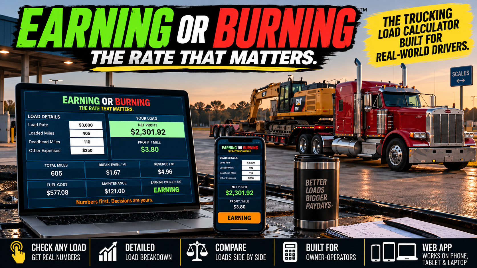 Earning or Burning trucking load calculator